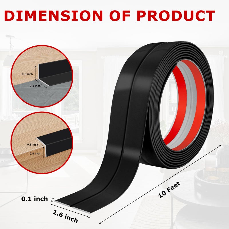 LSGCQ Flexible Wall Corner Protector Moulding Trim Peel and Stick Wall Corner Guards Edge Protector Self Adhesive Molding Trim Strip for Edge Ceiling (Black  1.6 in x 10 Ft) - Image 4